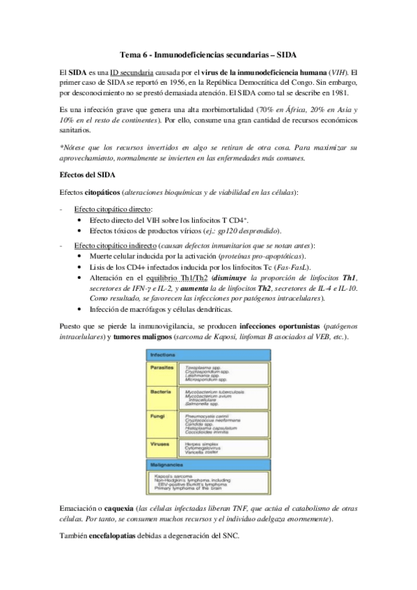 Miniatura del documento Tema 10 - Inmunodef secundarias - SIDA.pdf