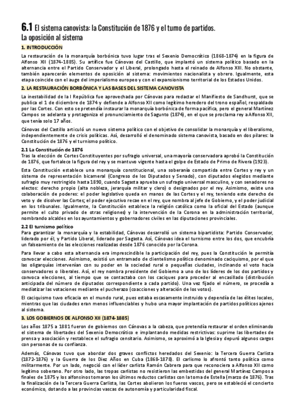 Miniatura del documento 6.1-El-sistema-canovista-la-Constitucion-de-1876-y-el-turno-de-partidos.-La-oposicion-al-sistema.pdf