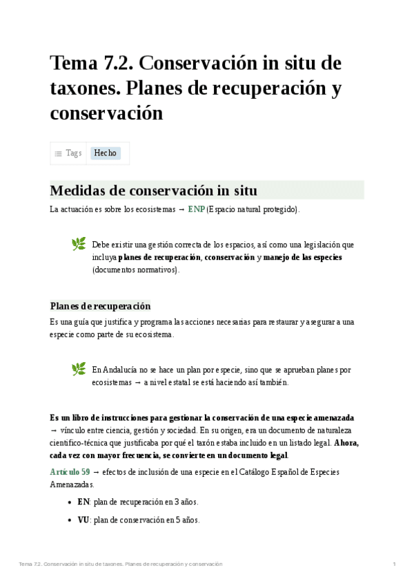 Miniatura del documento Tema 7.2. Conservación in situ de taxones. Planes de recuperación y conservación.pdf