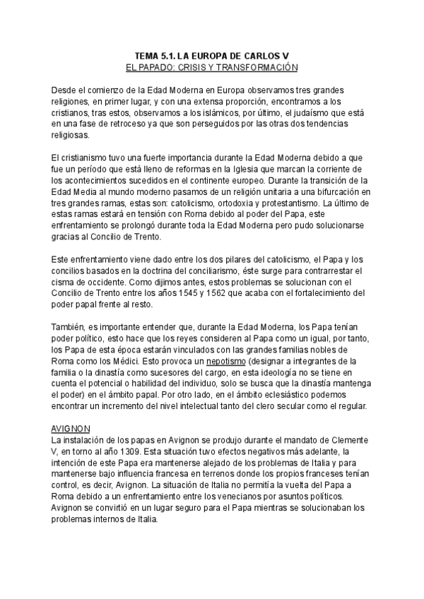 Miniatura del documento MODERNA I: TEMA 5.1. LA EUROPA DE CARLOS V. EL PAPADO CRISIS Y TRANSFORMACIÓN.pdf