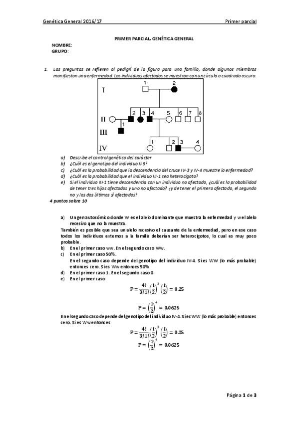 Miniatura del documento Examen Genetica General 2016-17 Primer parcial resuelto.pdf