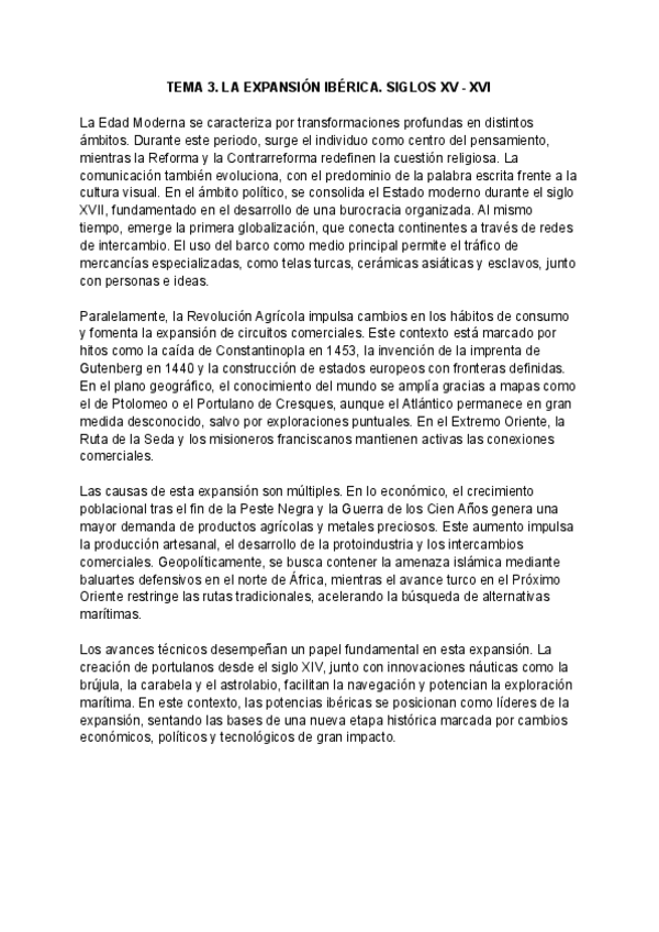 Miniatura del documento MODERNA I: TEMA 3. LA EXPANSIÓN IBÉRICA. SIGLOS XV - XVI.pdf