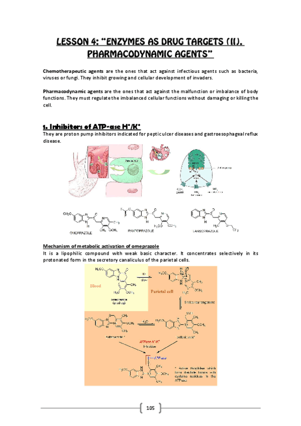 Miniatura del documento Lesson 4.0 (Enzymes as drug targets 2. Pharmacodynamic agents).pdf