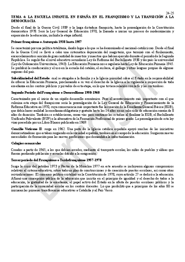 Miniatura del documento TEMA 4 LA ESCUELA INFANTIL EN ESPAÑA EN EL FRANQUISMO Y LA TRANSICIÓN A LA DEMOCRACIA ESQUEMA.pdf