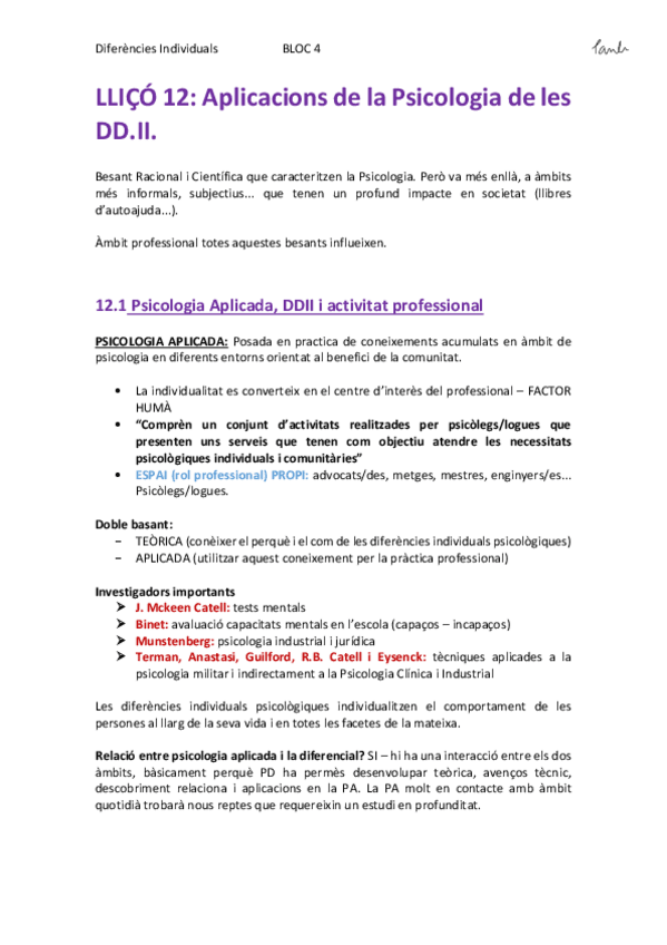 Miniatura del documento DDII - LLIÇÓ 12. Aplicacions de la Psicologia de les DD.II (Psicologia UB 1r).pdf