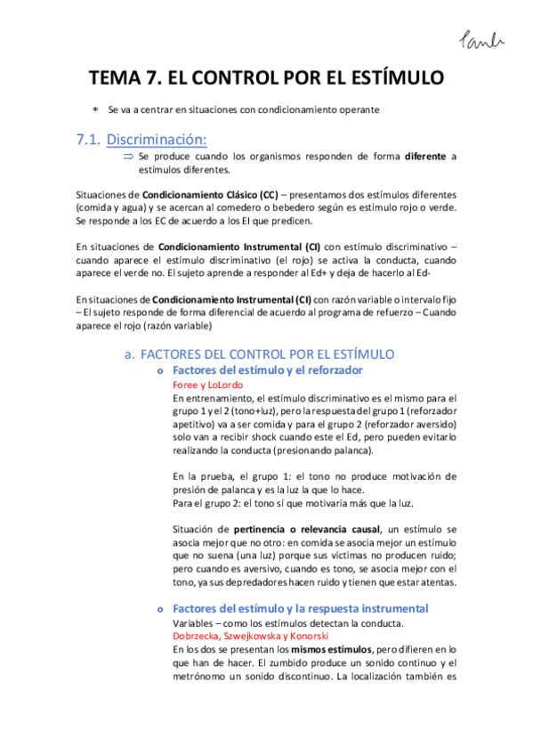Miniatura del documento AME - TEMA 7 El control por el estímulo (Psicologia UB 1r).pdf