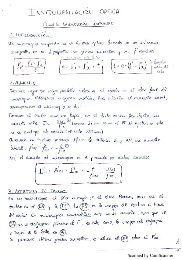Miniatura del documento Instrumentación Óptica. Tema 5. Microscopio.pdf