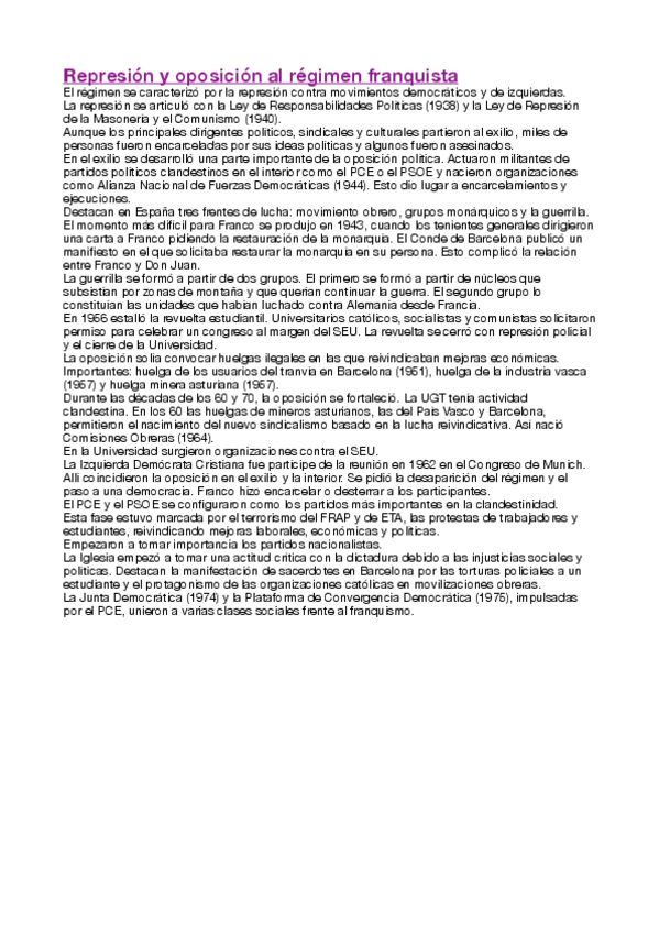 Miniatura del documento pdf. Represión y oposición al régimen franquista .pdf