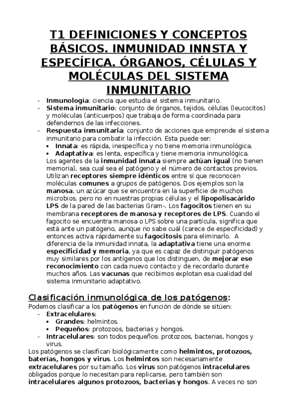 Miniatura del documento T1 DEFINICIONES Y CONCEPTOS BÁSICOS. INMUNIDAD INNSTA Y ESPECÍFICA. ÓRGANOS- CÉLULAS Y MOLÉCULAS DEL SISTEMA INMUNITARIO.docx