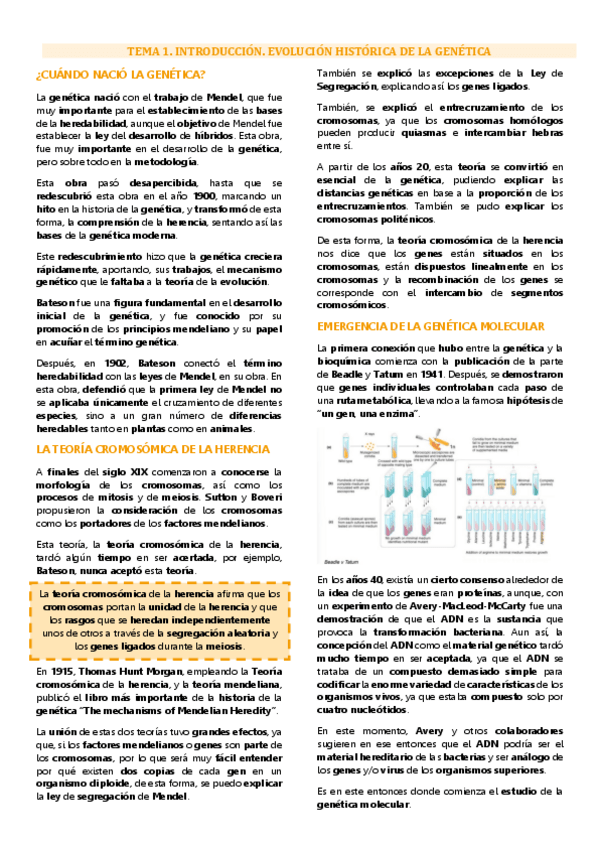 Miniatura del documento Tema 1 genética molecular, Introducción, evolución histórica de la genética.pdf