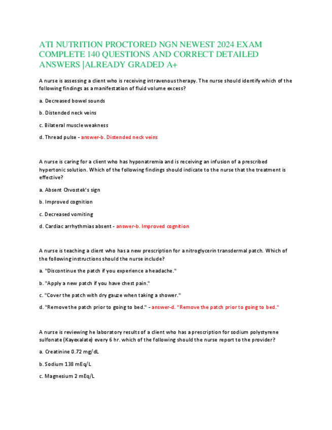 Miniatura del documento ATI-NUTRITION-PROCTORED-NGN-NEWEST-2024-EXAM-COMPLETE-140-QUESTIONS-AND-CORRECT-DETAILED-ANSWERS.pdf