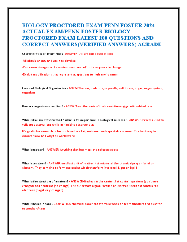 Miniatura del documento BIOLOGY-PROCTORED-EXAM-PENN-FOSTER-2024-ACTUAL-EXAM.pdf