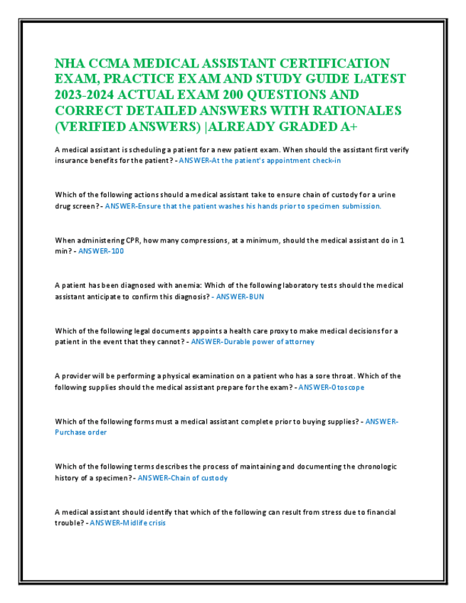 Miniatura del documento NHA-CCMA-MEDICAL-ASSISTANT-CERTIFICATION-EXAM.pdf