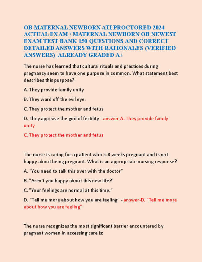 Miniatura del documento OB-MATERNAL-NEWBORN-ATI-PROCTORED-2024-ACTUAL-EXAM.pdf