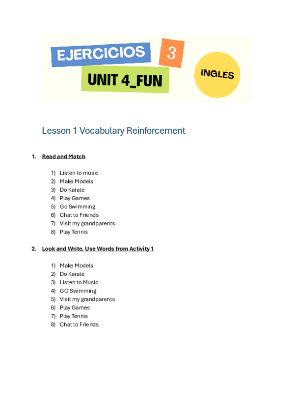 Miniatura del documento INGLÉS █ OUP 3_UNIT 4 FUN █ - ♦ TODOS LOS EJERCICIOS - ♦.pdf