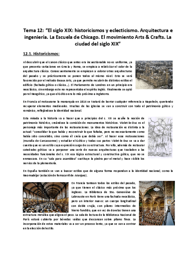 Miniatura del documento Bloque 3. Tema 12. Historicismos. Eclecticismo. Arts & Crafts.pdf