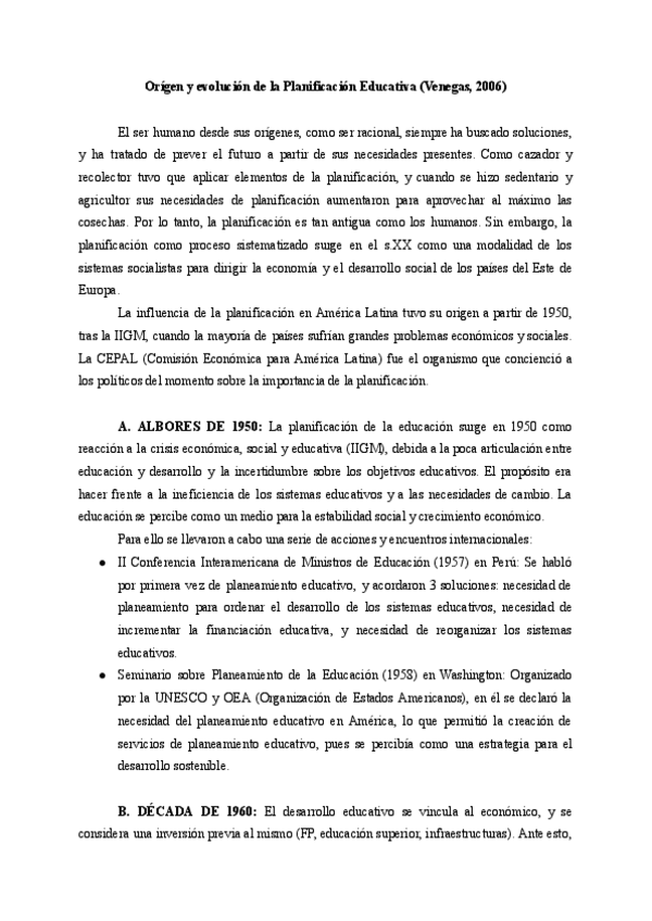 Miniatura del documento Resumen del texto: "Origen y evolución de la Planificación Educativa (Venegas, 2006)..pdf