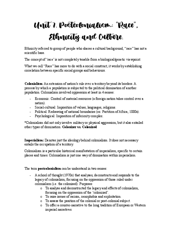Miniatura del documento Unit-7.-Postcolonialism-Race-Ethnicity-and-Culture.pdf
