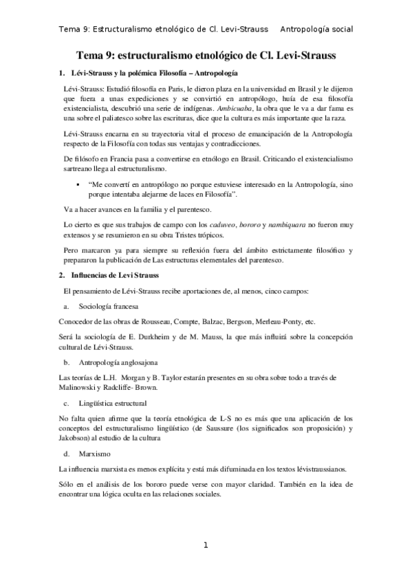 Miniatura del documento Tema 9 - estructuralismo etológico de Levis Strauss.docx