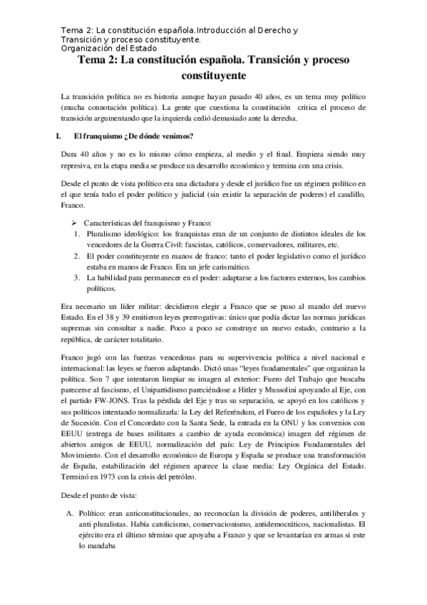 Miniatura del documento Tema 2 - la constitución española. transición y proceso constituyente.docx