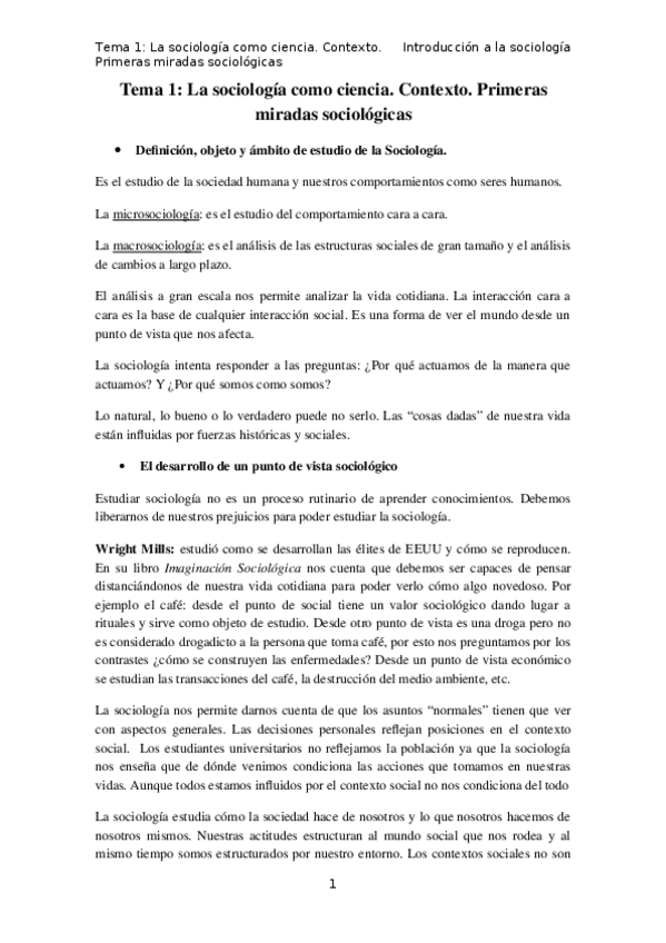 Miniatura del documento Tema 1 - La sociología como ciencia. contexto. primeras miradas sociológicas.docx