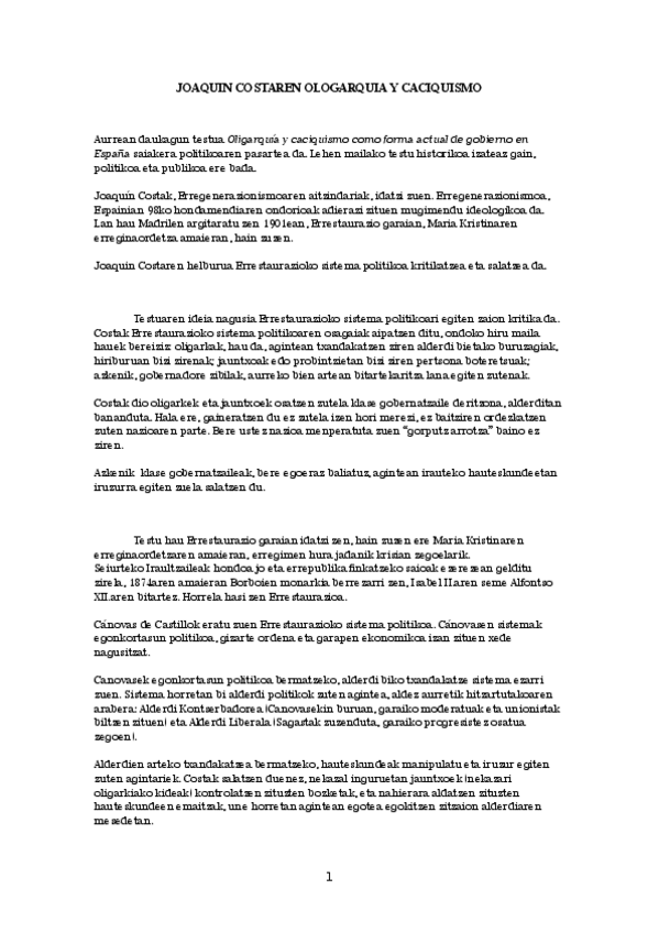 Miniatura del documento Testu-Iruzkina-JOAQUIN-COSTAREN-OLOGARQUIA-Y-CACIQUISMO.docx