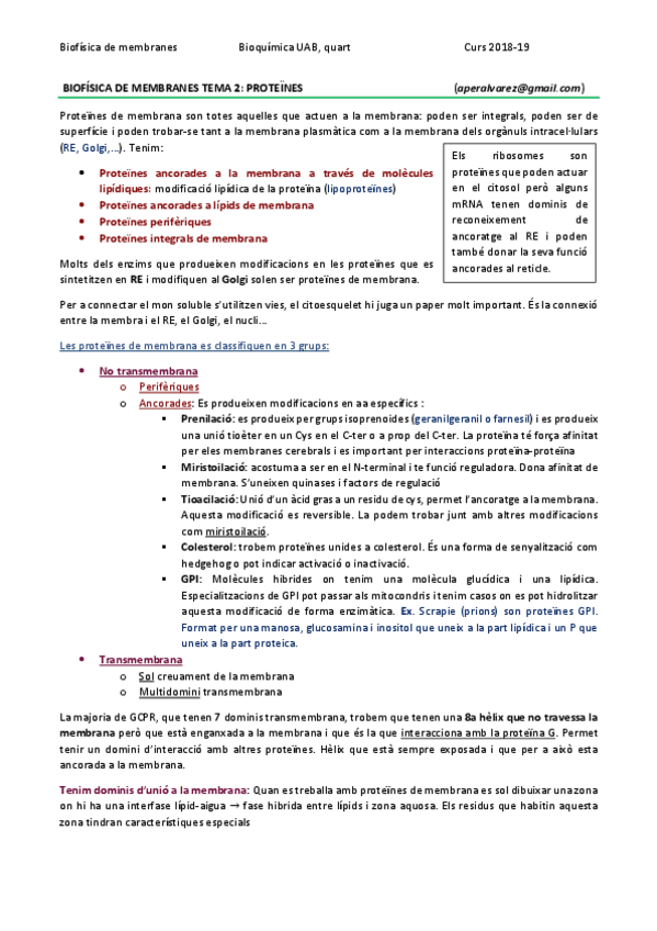 Miniatura del documento BIOFÍSICA DE MEMBRANES TEMA 2 - PROTEÏNES.pdf