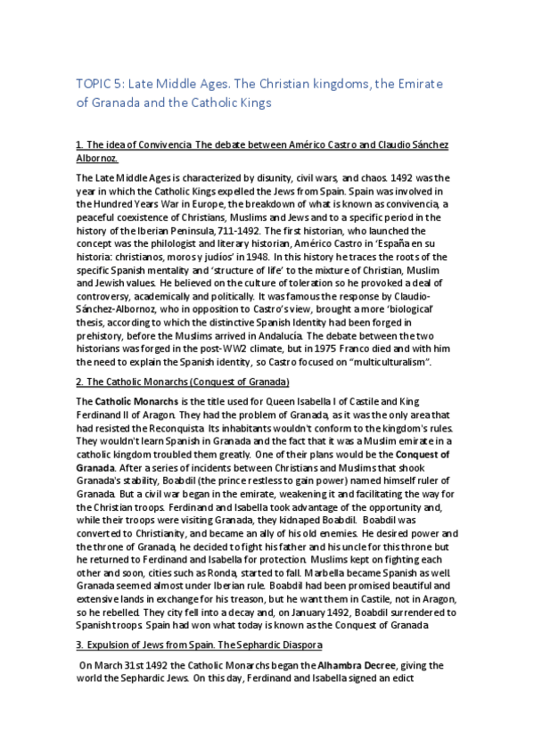 Miniatura del documento Topic 5 Late Middle Ages. The Christian kingdoms- the Emirate of Granada and the Catholic Kings.pdf