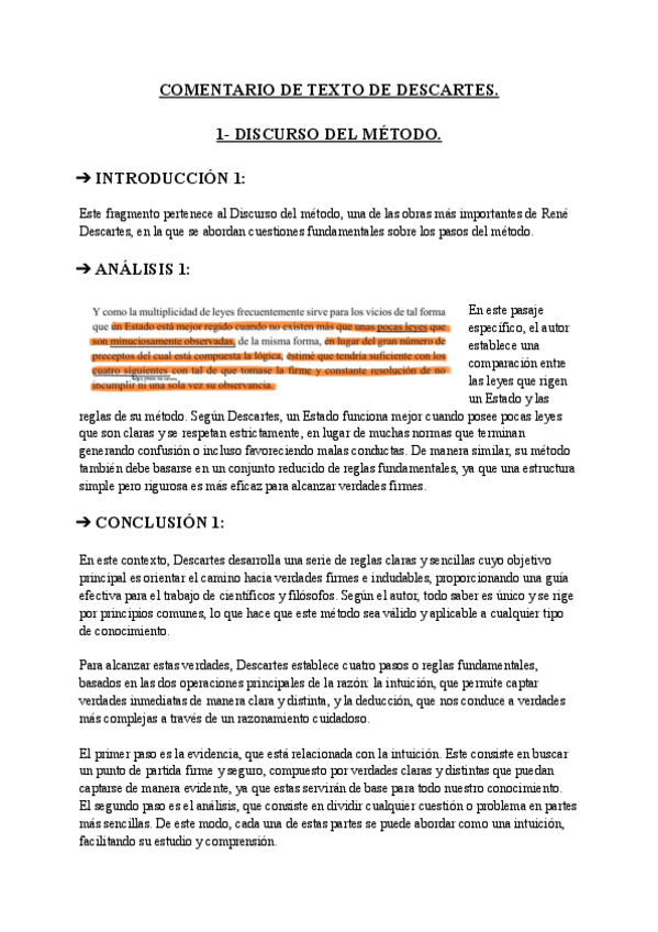 Miniatura del documento HISTORIA DE LA FILOSOFÍA: Descartes comentario de texto PAU 2025.pdf