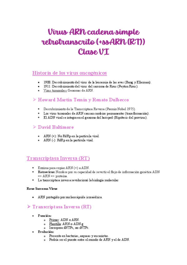 Miniatura del documento 11.-Virus-ARN-cadena-simple-retrotranscrito-ssARN-RT-Clase-VI.pdf