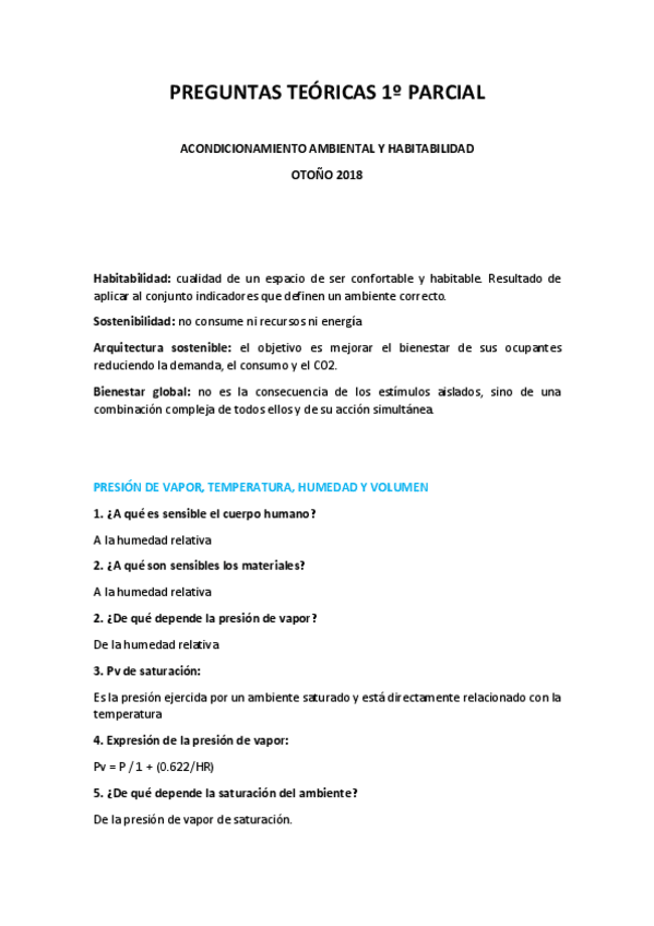 Miniatura del documento PREGUNTAS TEÓRICAS 1º PARCIAL - ACONDICIONAMIENTO AMBIENTAL Y HABITABILIDAD.pdf