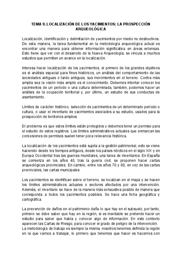 Miniatura del documento ARQUEOLOGÍA: TEMA 9. LOCALIZACIÓN DE LOS YACIMIENTOS. LA PROSPECCIÓN ARQUEOLÓGICA.pdf