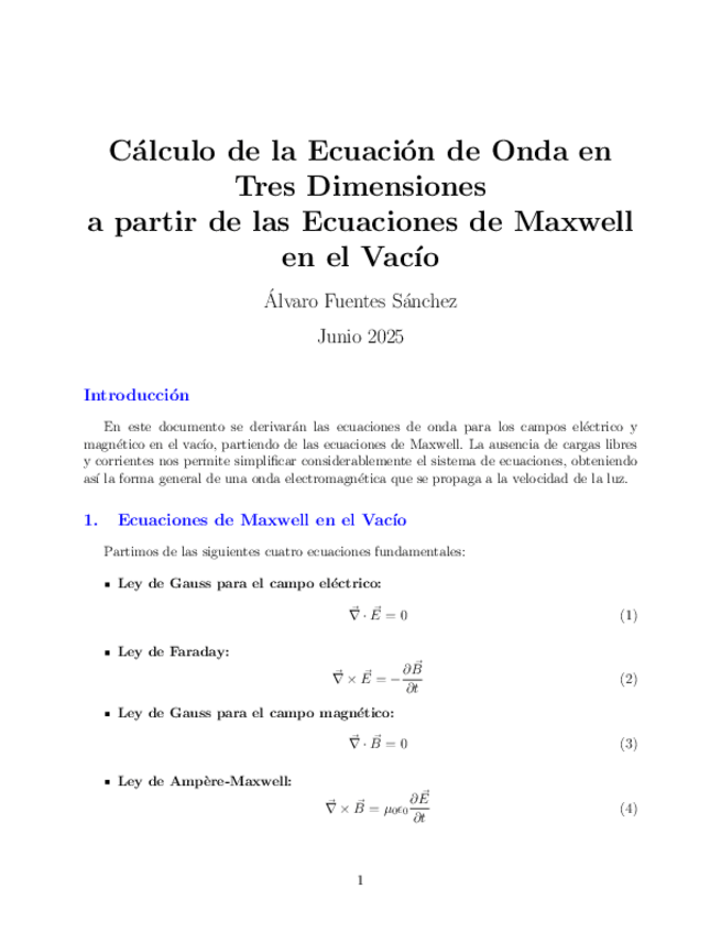 Miniatura del documento Calculo de la ecuacion de onda en tres dimensiones a partir de las ecuaciones de Maxwell en el vacio.pdf