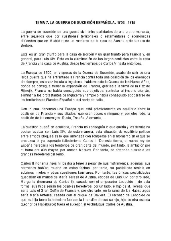 Miniatura del documento MODERNA II: TEMA 7. LA GUERRA DE SUCESIÓN ESPANOLA (1702 - 1715).pdf