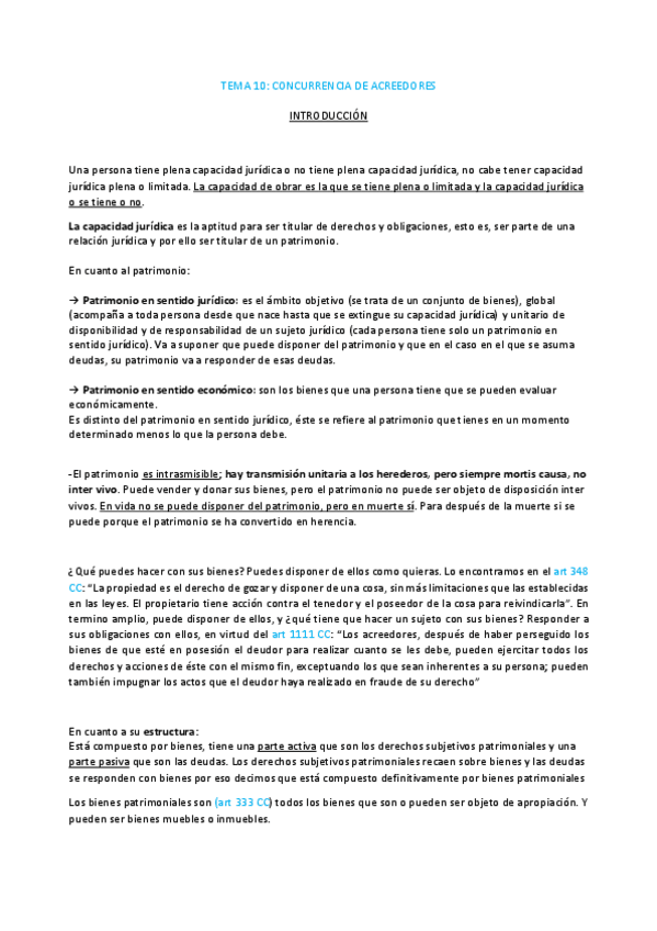 Miniatura del documento Tema 10 DCivil COMPLETO PDF- Concurrencia de acreedores.pdf