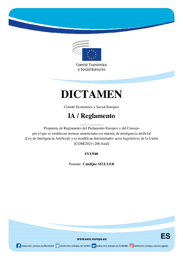 Miniatura del documento Dictamen Comité Económico y Social de la UE sobre el reglamento de la IA.pdf