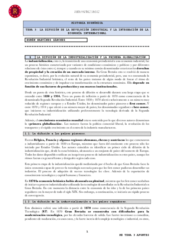 Miniatura del documento HE-Apuntes-Tema-3-La disuasión de la revolución industrial y la integración de la economía internacional..pdf