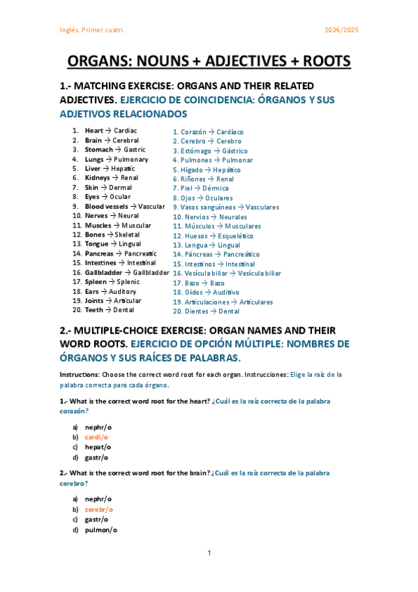 Miniatura del documento EJERCICIO-ORGANS-NOUNS-ADJECTIVES-ROOT.pdf