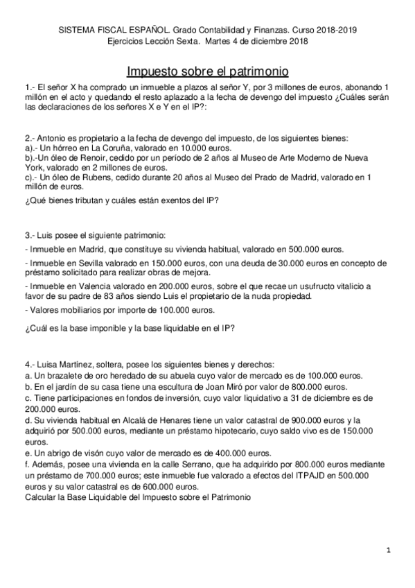 Miniatura del documento Enunciados ejercicios Impuesto sobre el patrimonio.pdf