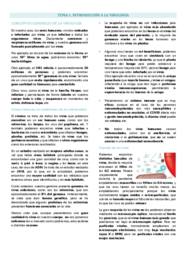Miniatura del documento Tema 1 Virología, Introducción a la virología.pdf