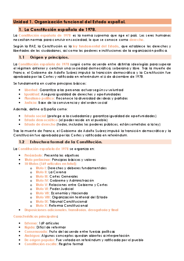 Miniatura del documento Unidad-1 Organización funcional del Estado Español.pdf