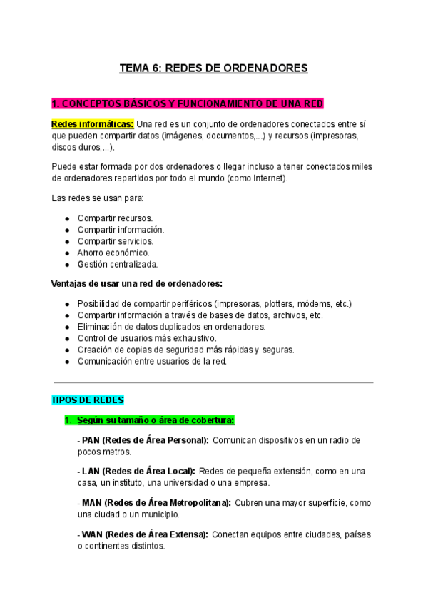 Miniatura del documento TEMA 6: REDES DE ORDENADORES.pdf