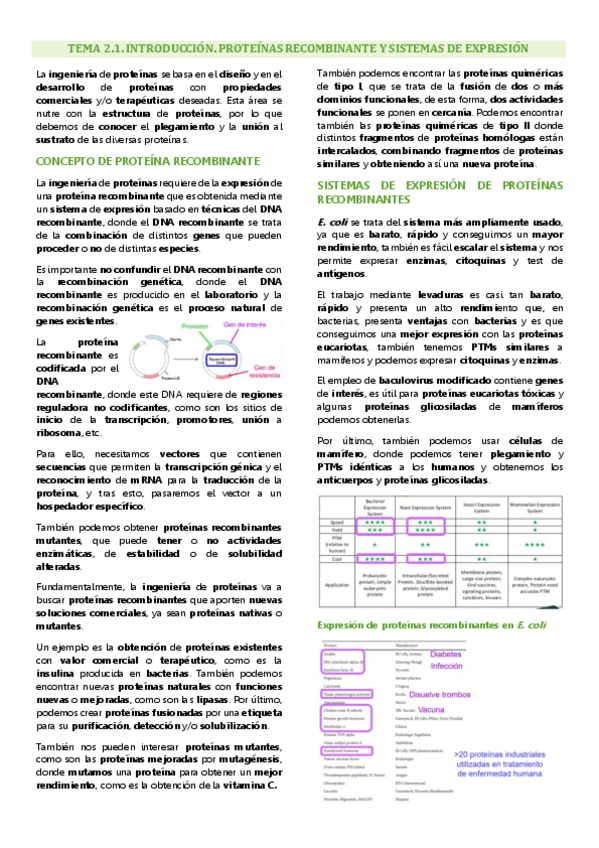 Miniatura del documento Tema 2.1. Ingeniería de proteínas, Proteínas recombinantes y sistemas de expresión.pdf
