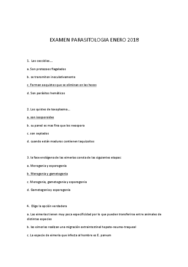 Miniatura del documento Exam parasitologia enero 2018 resuelto y corregido.pdf