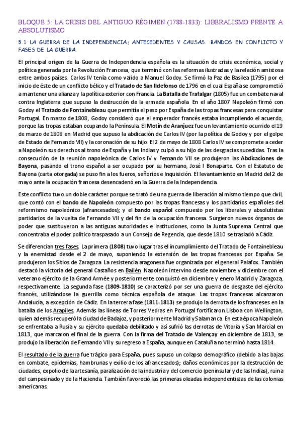 Miniatura del documento 5.1. La Guerra de la Independencia antecedentes y causas. Bandos en conflicto y fases de la guerra..pdf