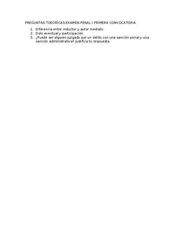 Miniatura del documento PREGUNTAS TOEORÍCAS EXAMEN PENAL I PRIMERA CONVOCATORIA.docx