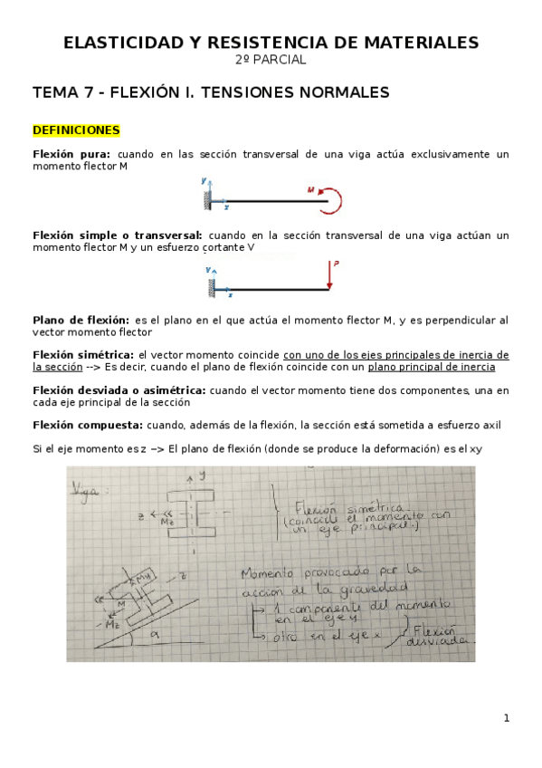 Miniatura del documento Tema 7 - Flexión I Tensiones normales.docx