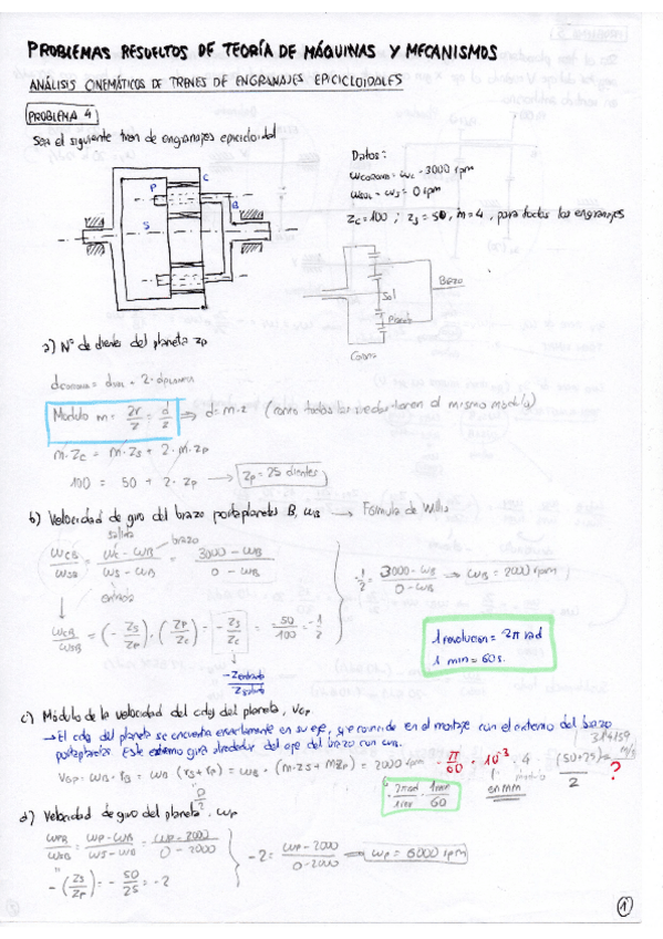 Miniatura del documento Problemas Resueltos de Teoría de Máquinas y Mecanismos [Libro] 2º Parcial - Cinemática de Trenes de Engranajes Epicicloidales.pdf
