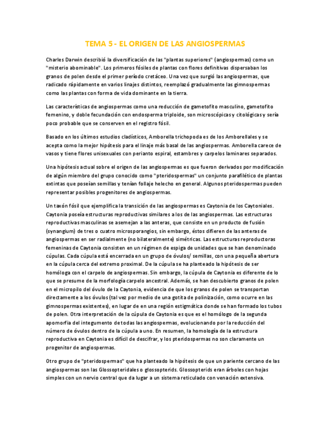 Miniatura del documento Botánica Tema 5 - Origen de Angiospermas.pdf