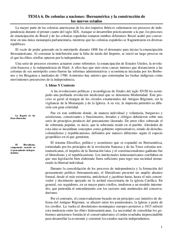 Miniatura del documento Tema 6. De colonias a naciones- Iberoamérica y la construcción de.pdf